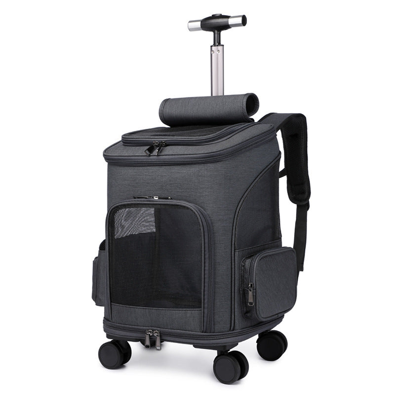 Traveling Cat Backpack With Universal Wheel Trolley