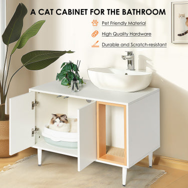 Bathroom Sink Cabinet With Cat Litter Box Fence