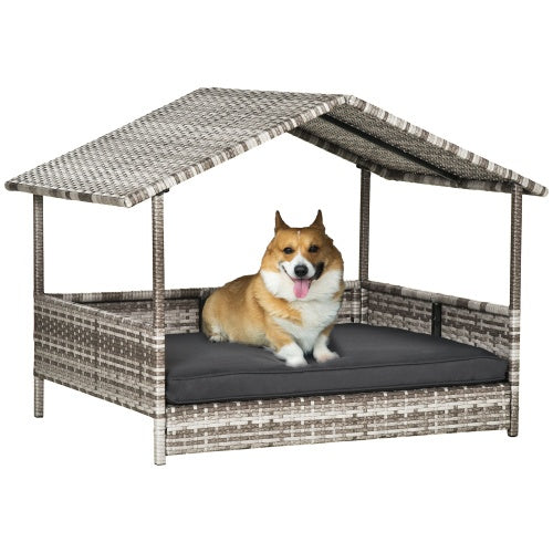 The Rattan Dog House With Canopy Is Suitable For Small And Medium-sized Dogs