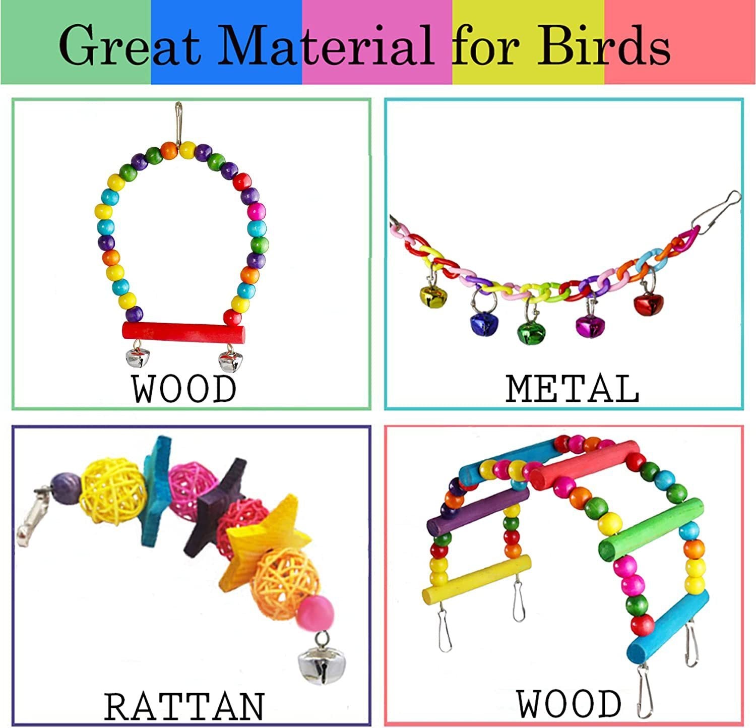 7PCs Parrot Bird Cage Accessories