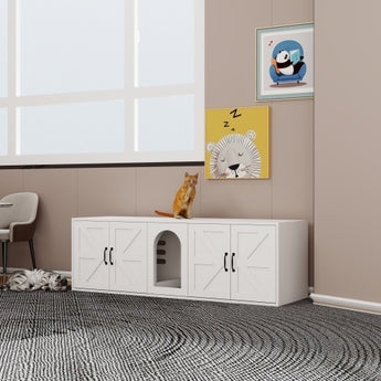 Modern Cat Litter Box Furniture With Double Room