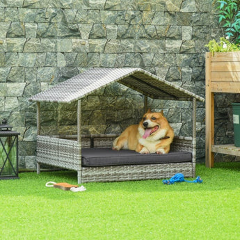 The Rattan Dog House With Canopy Is Suitable For Small And Medium-sized Dogs